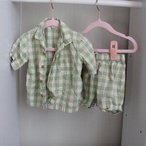 Cotton Gingham 2 piece summer set for baby boy